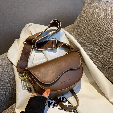 Wide Shoulder Strap Shoulder Bag Women Fashion Versatile Crossbody Bag PU Leather Underarm Bag Women