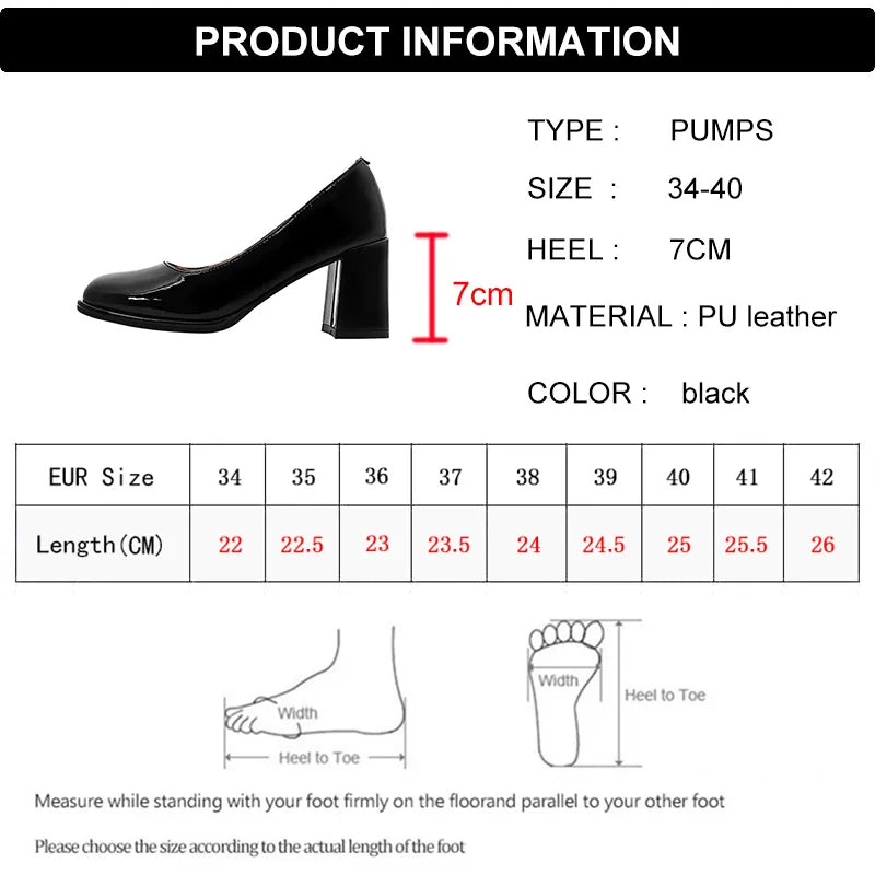 Patent Leather Women Pumps Shoes 2023 Elegan Office Black High Heels Shoes Woman Shallow Mouth Square Toe Pumps Female