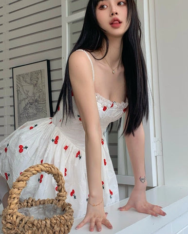 Summer Casual Party Strap Dress Women White Sexy Elegant Fairy Mini Dresses Female High Waist Holiday Evening Beach Dress