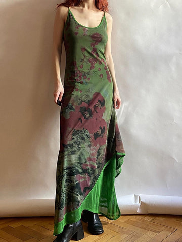 Sexy Slim Patchwork Long Mesh Dress Holiday Beach Style Sleeveless Maxi Dresses For Women Summer Fashion Ladies