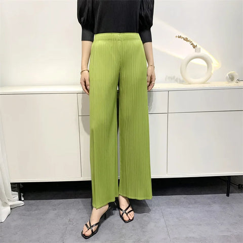 Summer Pants Women's Comfortable Casual New Loose Straight Leg Pants Wide Leg High Waist Slim Pleated Pants