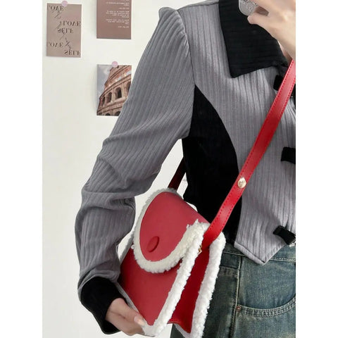 Faux Lamb Wool Women's Square Shoulder Bag Fashion Matte Leather Ladies Underarm Bags Simple Large Female Handbags Crossbody Bag