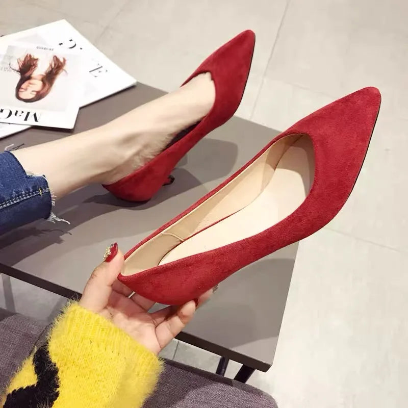 Fashion Office Lady Shoes Women Low Heels Pointed toe Fashion Brand Women Pumps Woman High Heels Black Red Leopard Shoes Shallow