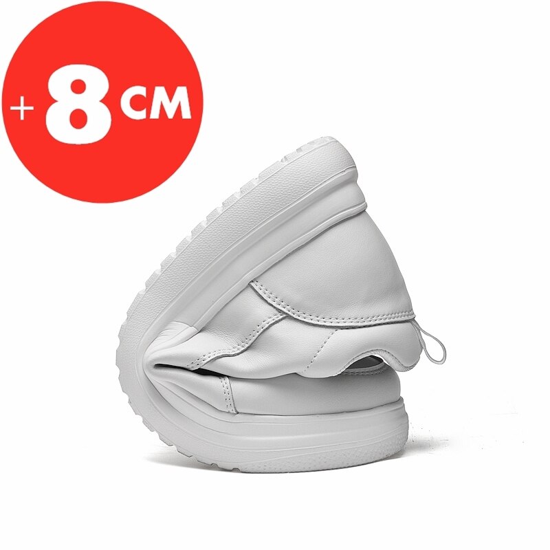 Men Sneakers Elevator Shoes Heightening Height Increase Insole 7-8CM High Heels Shoes Genuine Leather Sport Shoes