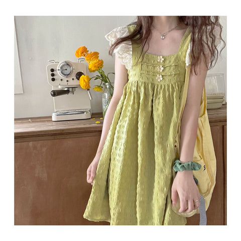 Soft Kawaii Lolita Dress Women Japanese Sweet School Student Flying Sleeve Short Dresses  Summer Sundress Girls