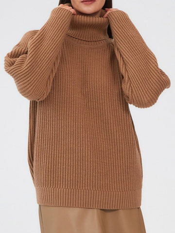 Solid Knitted Women's Turtleneck Sweater Pullovers Female Long Sleeve Top Autumn Winter Soft Ladies Sweaters Jumper