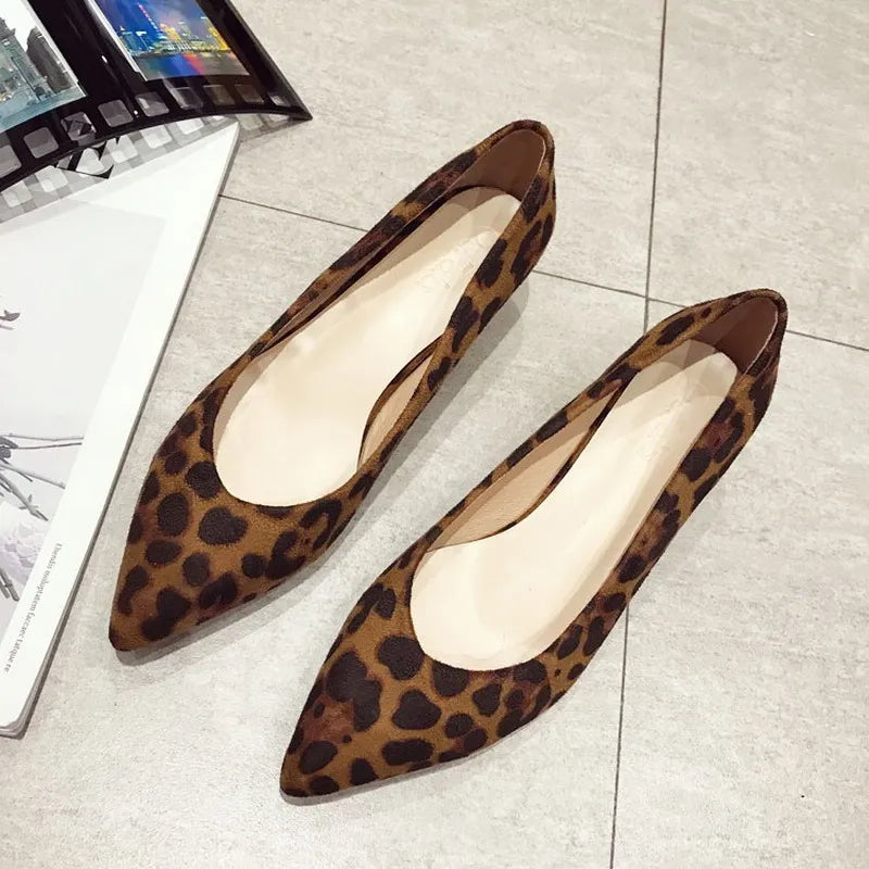 Fashion Office Lady Shoes Women Low Heels Pointed toe Fashion Brand Women Pumps Woman High Heels Black Red Leopard Shoes Shallow