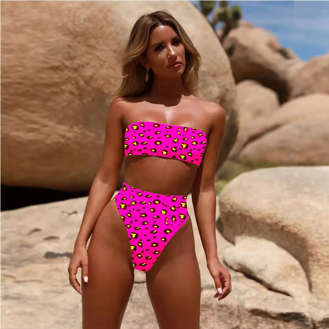 Pbong High Waist Women's Swimsuit  Sexy Thong Bikini Set Woman Separate Swimwear for Swim Bathing Suits Stylish With Bandeau