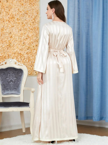 Muslim Abaya V Neck Split Party Dress Elegant Morocco Dress Women  Kaftan Turkey Arab Long Robe Vestidos Dubai Maxi Dresses