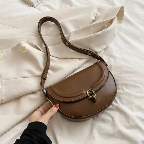 Toptrends Saddle Small Crossbody Bags For Women Trend Designer Underarm Shoulder Bag PU Leather Ladies Handbags And Purses