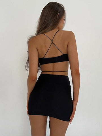Hollow Out Ruffle Sexy Mini Dress For Women Robe Summer New Halter Backless Bodycon Beach Holiday Party Dress Vestido