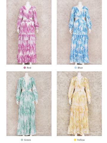 Sexy V-Neck Backless Hollow Out Dress Autumn Women Lantern Sleeve Club Party Long Maxi Dresses Tunic Beach Cover Up Pbong mid size graduation outfit romantic style teen swag clean girl id