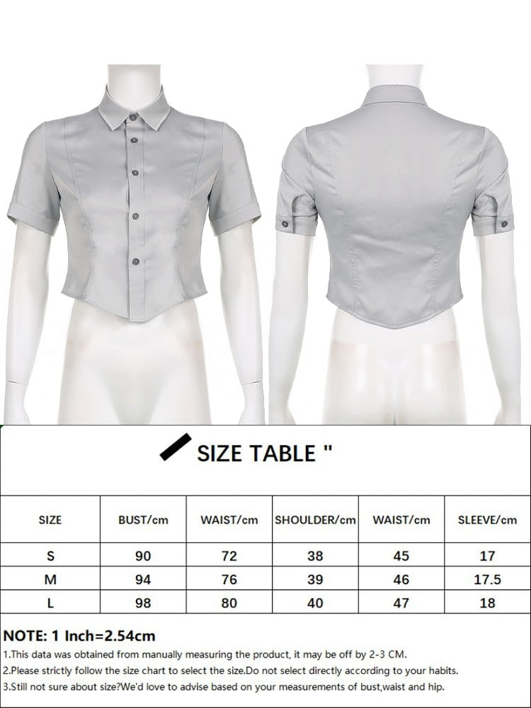 Elegant Fashion Solid Satin Blouse Office Ladies Casual Basic Turn-Down Collar Short Sleeve Shirts Women Summer