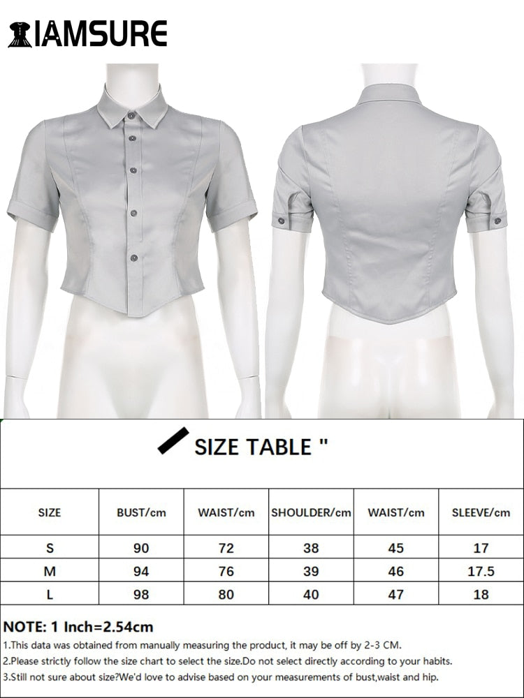 Elegant Fashion Solid Satin Blouse Office Ladies Casual Basic Turn-Down Collar Short Sleeve Shirts Women Summer