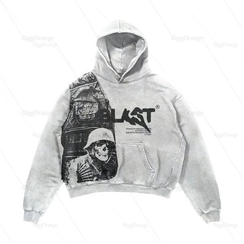 Harajuku American Goth Hoodies Women Harajuku Y2K New Goth Skull Printing Streetwear Hip Hop Couples Sweatshirt Clothes