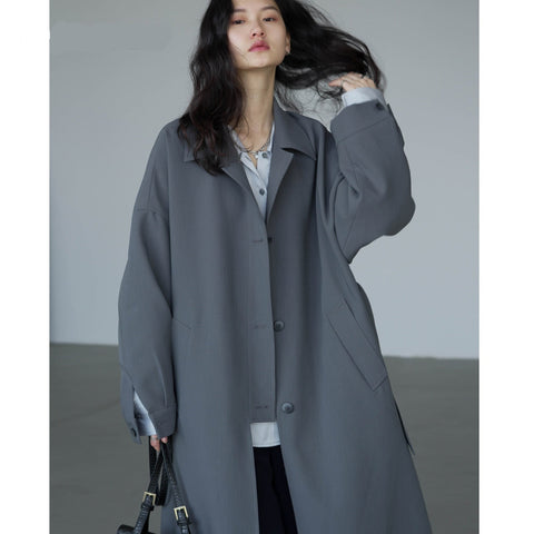 Women's Long Trench Coat Single-breasted Casual Belted Waist Women Windbreaker Overcoat Female Cloth Spring Autumn