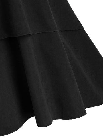 Lace Up Layered High Low Suspender Skirt Suspender High Low Lace Up Basic Skirts for girl Solid Black Color Gothic Skirt New