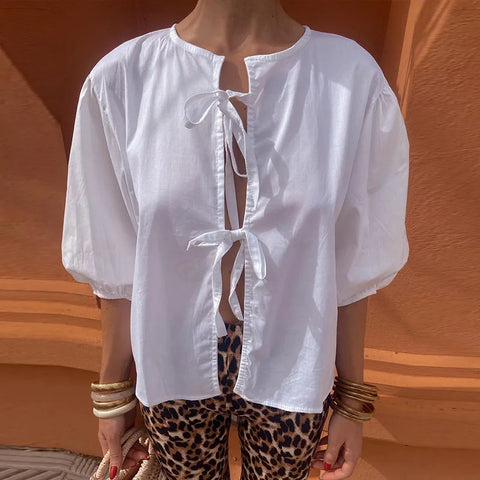 Doll Collar Embroidery Print Shirts Women Lovely Button Long Lantern Sleeve Blouses Spring Summer Casual Lady Cropped Tops