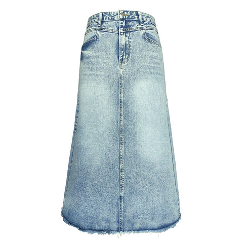 Vintage Denim Skirt Women's A-line Spring Dress New Retro Blue High Waist Slim Mid Length Dress Skirt Street Women Dresses