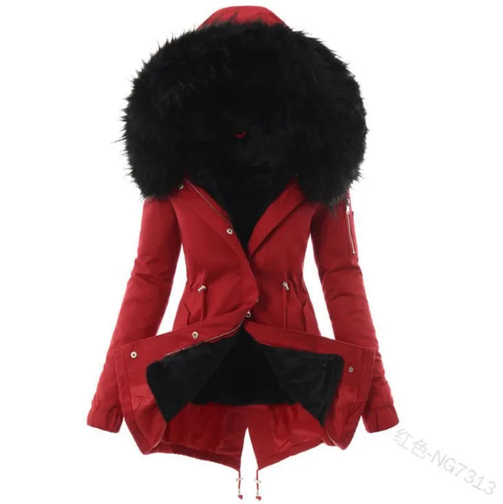 Autumn and Winter New Cotton Coat Hooded Slim Fit Warm Zipper Coat for Women