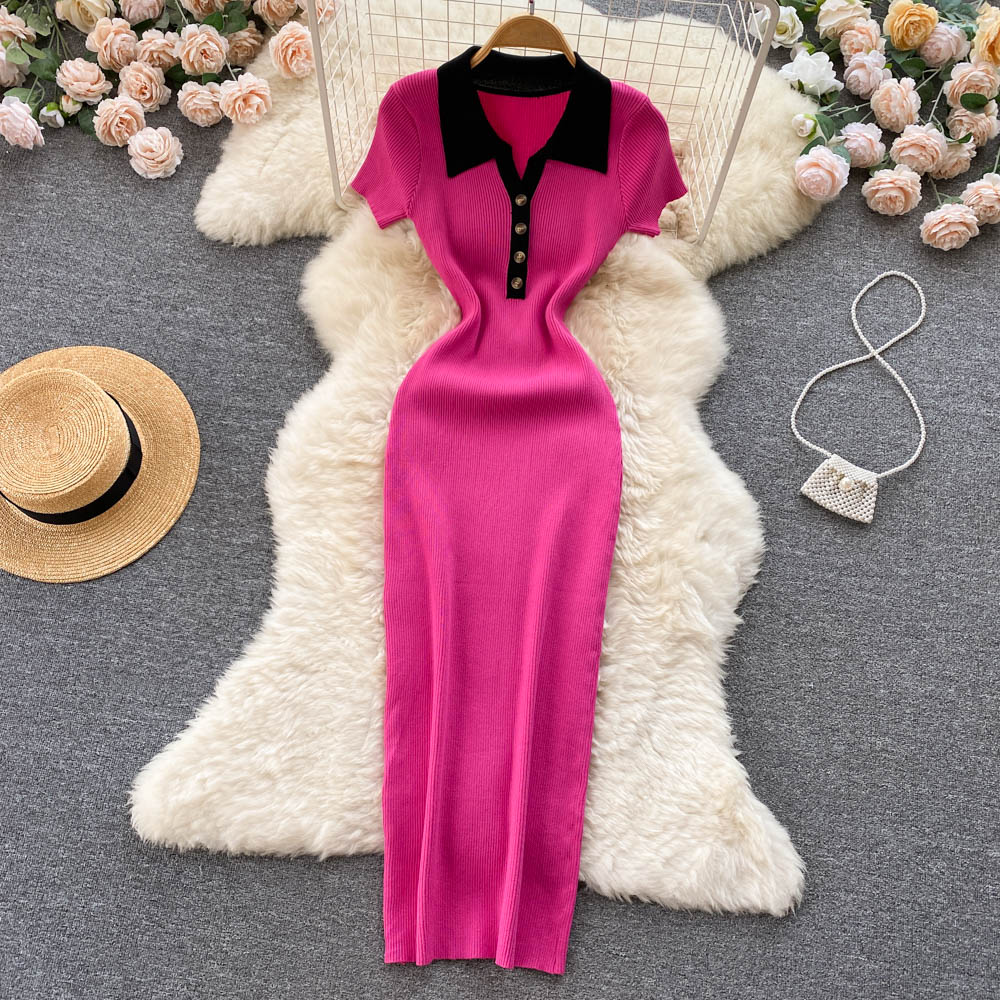 Chic Sexy Elegant Crochet Bodycon Midi Dress V Neck Turn Down Collar Slim Wrap Pencil Dress Korean Fashion Women Vestido New Y2k