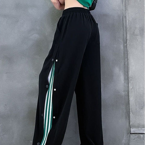 Fashion Harajuku Loose Wide Leg Pants Women High Waist Elastic Streetwear Sweatpants Summer Vintage Lace Up BF Straight Trousers