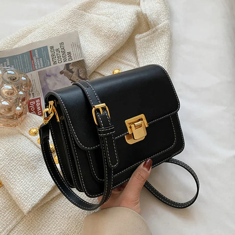 Mini Contrast Color PU Leather Crossbody Side Bags for Women Small Fashion Luxury Brand Trendy Handbag Simple Shoulder Bag