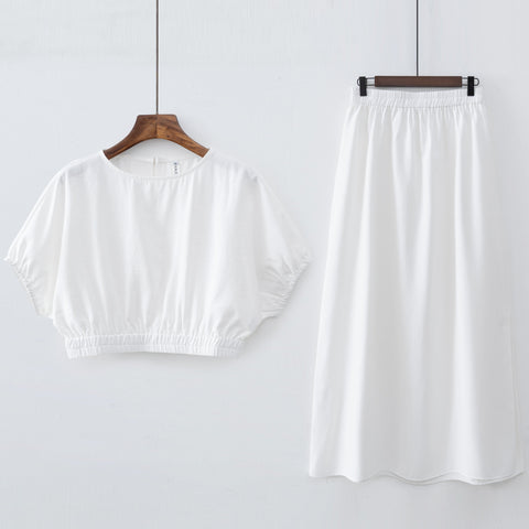 Women Fashion Summer Top Shirt Two Peice Clothing Set White Black