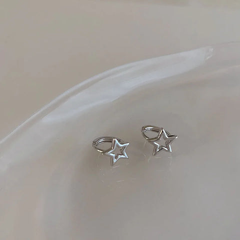 Y2K Goth Harajuku Sweet Cool Silver Color Metal Stars Drop Pendant Earring For Women Egirl Aesthetic Accessories Jewelry