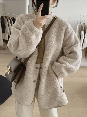 Winter Clothes Women Jackets for Women Lambwool Coat  Korean Fashion New In Loose OverSize Thick Parkas Long Sleeve Top Coats