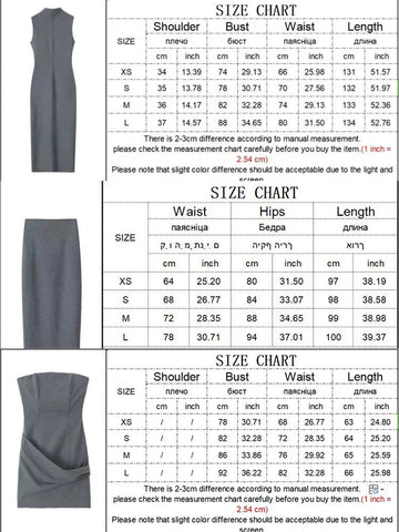 Elegant Women Solid Slim Dress Autumn New Female Simplicity Design Long Dress Fashion Rear Split Sleeveless Dress