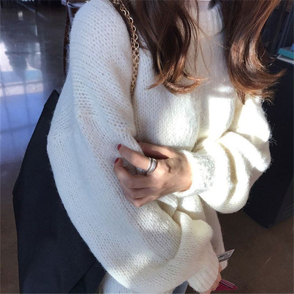 10 Colors Pink Women Sweater Womens Winter Sweaters Pullover Female Knitting Overszie Long Sleeve Loose Knitted Outerwear White