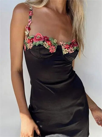 Sexy Floral Embroidery Slip Dress Women Bodycon Female Mini Dresses Spring Sexy Slim Chic Beach Style Lady Vestidos