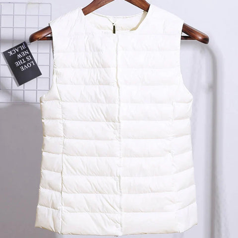 90% Ultra Light White Duck Down Women Vest Thin Coat Women Duck Down Sleeveless Jacket V Collar Or O Collar Coat