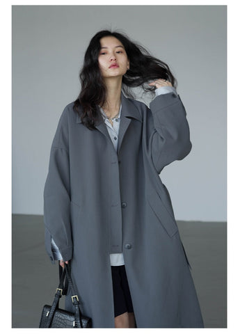 Women's Long Trench Coat Single-breasted Casual Belted Waist Women Windbreaker Overcoat Female Cloth Spring Autumn