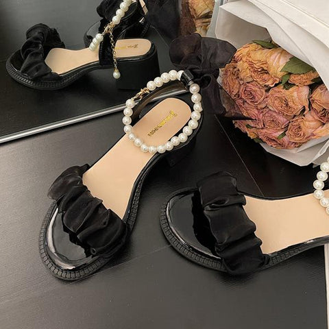 Black Platform Sandals Female Shoe  Summer Lace Denim Women's High Heels Med Espadrilles Girls Laces Fashion Gladiator Beige