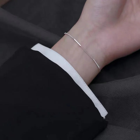 New 925 Sterling Silver Square Bracelet Simple Style Shiny Bracelet Gifts for Women Free Shipping Exquisite Fashion Jewelry