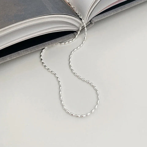 925 Sterling Silver Necklace With Simple Geometric Beads Choker Shiny And Delicate Collarbone Chain For Women's Fashion Jeweller