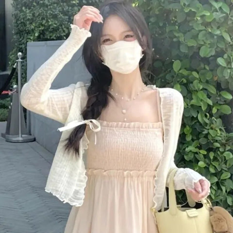 Korean Fashion Summer Strap Dresses For Women Y2k Chic Sleeveless Lace-Up Loose Pink Casual Midi Dress Elegant Sukienka