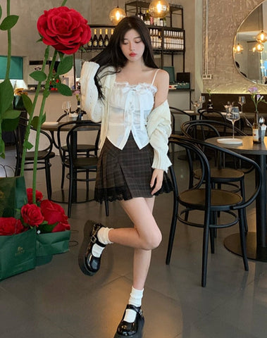 Pure Color Lace Strap Blouse Ladies Casual Spring Elegant Sexy Crop Tops Party Slim Korean Style Fashion Vest Design Chic