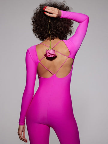 Elegant Hollow Out Backless Sexy Jumpsuit Women Playsuit Strapless Full Sleeve Bodycon Lace-up Club Party Jumpsuis