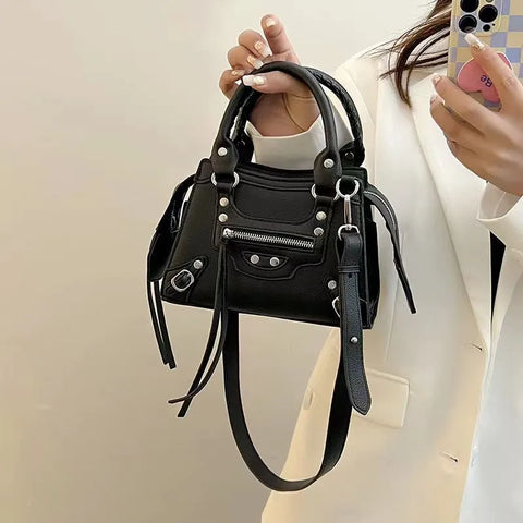 Women's Fashion Handbag Beautiful Lady Crossbody Elegant Pu Leather Totes One Shoulder Handbags Shopping Rivet Rock Style Bags