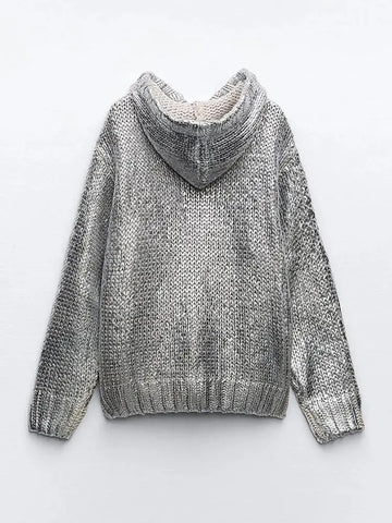 Women Chic Metallic Sliver Hooded Sweater Fashion Long Sleeve Drawstring Pullover Top Autumn Lady Elegant Casual Sweatshirt