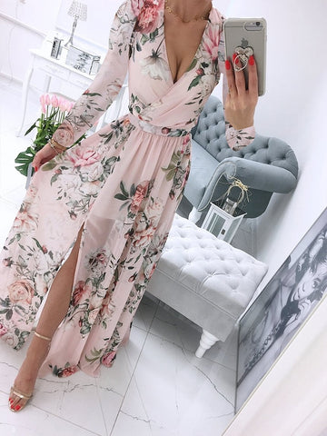 New Sexy V-Neck Women Sleeveless Solid Party Dress Casual Draped Festive Dress Elegant Summer Chiffon Wrap Slit Maxi Dress Mujer