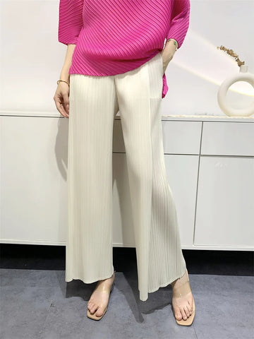 Summer Pants Women's Comfortable Casual New Loose Straight Leg Pants Wide Leg High Waist Slim Pleated Pants