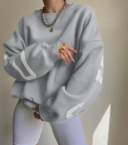 Women Letter Print Pullovers Autumn Korean Harajuku Oversized Long Sleeve Sportswear Tops Female Casual O-Neck Sweatshirts