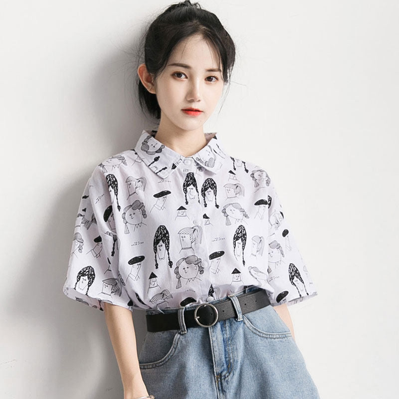 Chiffon Blouse Women Women's Summer Tunic Vintage Clothes Female Hawaiian Shirt with Short Sleeve Harajuku Top Women