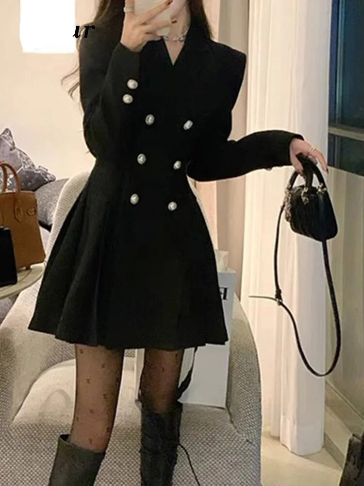 Autumn New Solid Color Sweet Dress Woman Casual Loose Ladies Fashion Dresses Women French Black Street Chic Dress Female