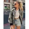 Women Elegant Solid Zipper Bomber Jacket Fashion Lapel Long Sleeve Elastic Waist Leather  Autumn Female Chic High Streetwear