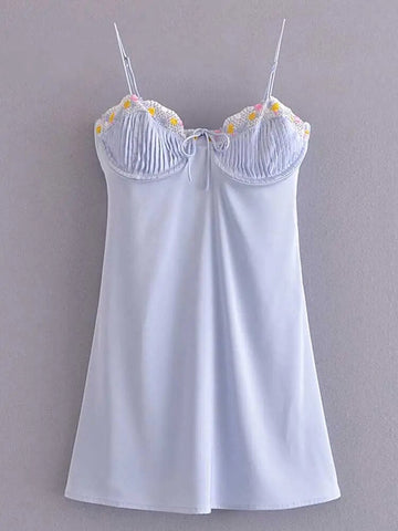 blue satin woman dress Sling mini Sexy Dress Women straps sleeveless Night Out Party Dress lace trim summer dress